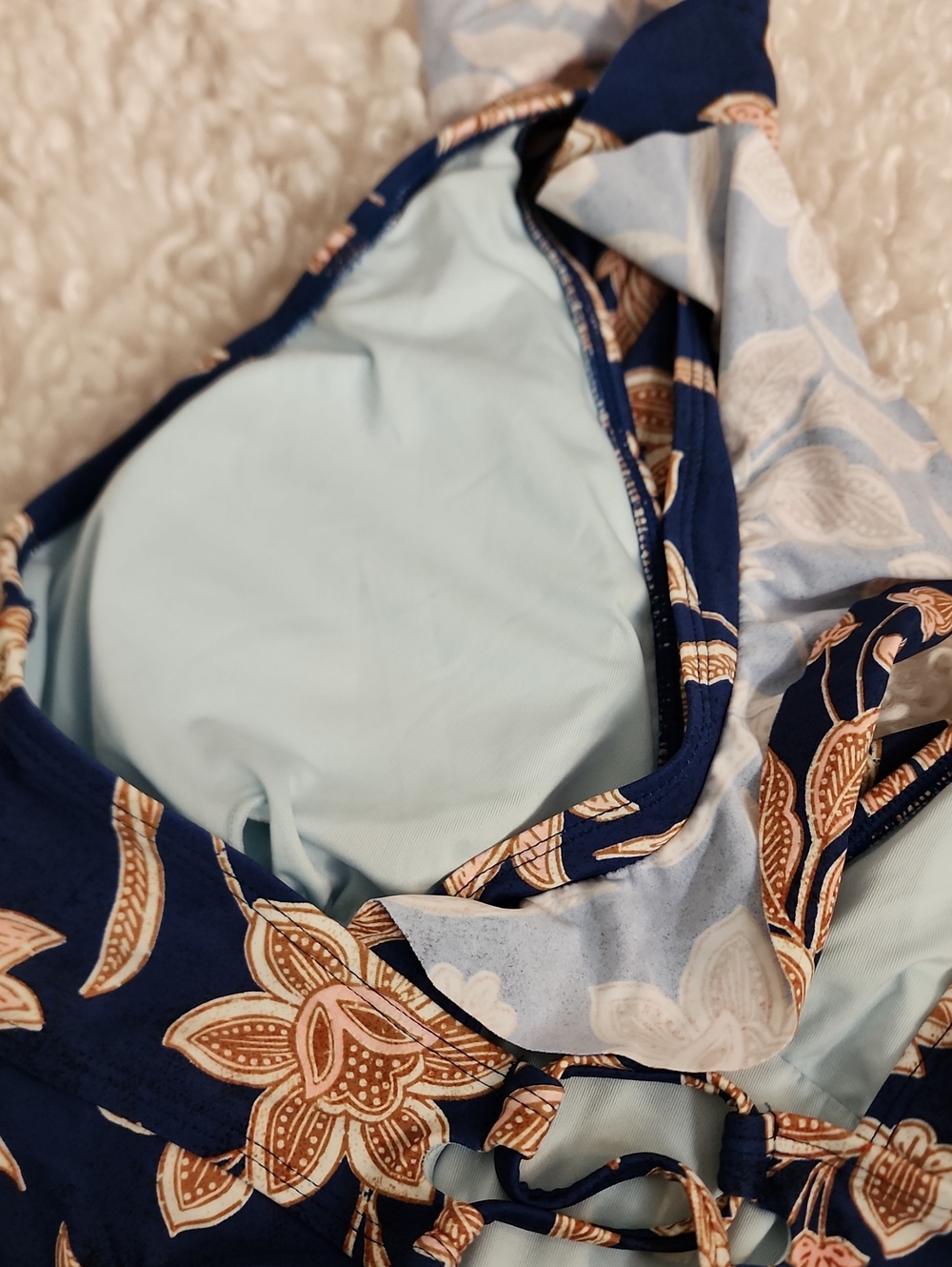 Cupshe 1 Piece Navy Patterned Suit. Size Large. NWT - Picture 6 of 7